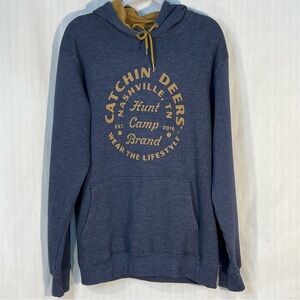 Catchin Deers Hoodie Sweatshirt Nashville TN Hunt Camp Brand 2016 Blue EUC L👍